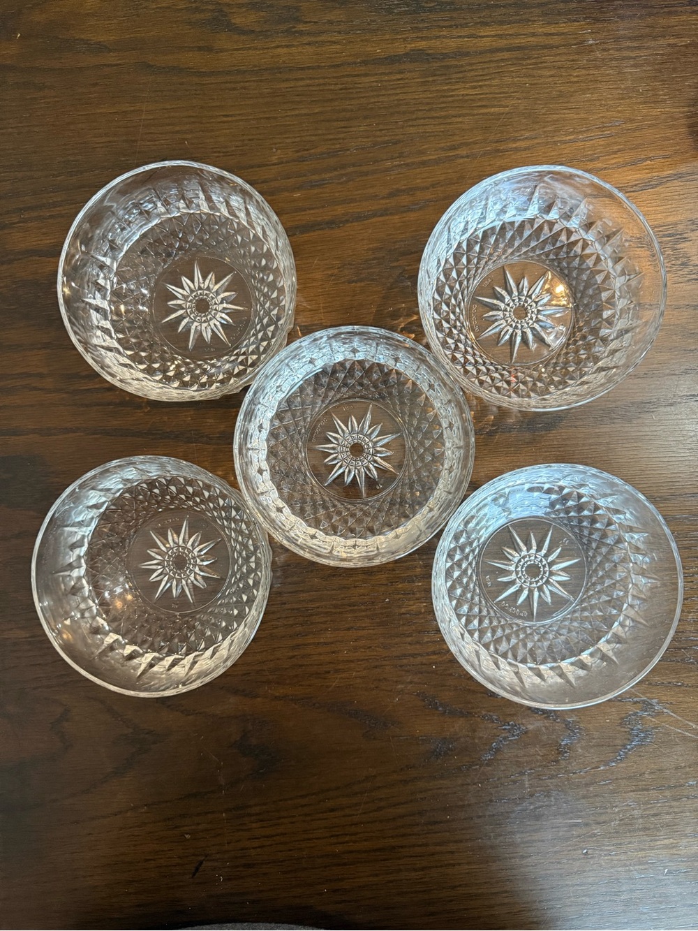 Beautiful Vintage Arcoroc France 5” Diamond Starburst Dessert Bowls Lot Of 5 in